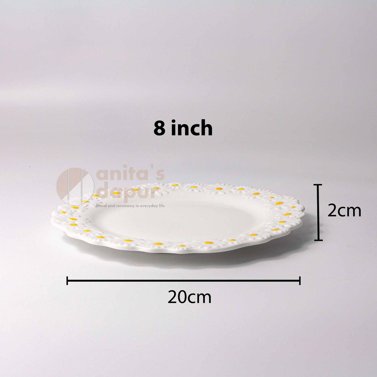 White Chrysan Plate (8 inch , 10 inch , 12 inch)