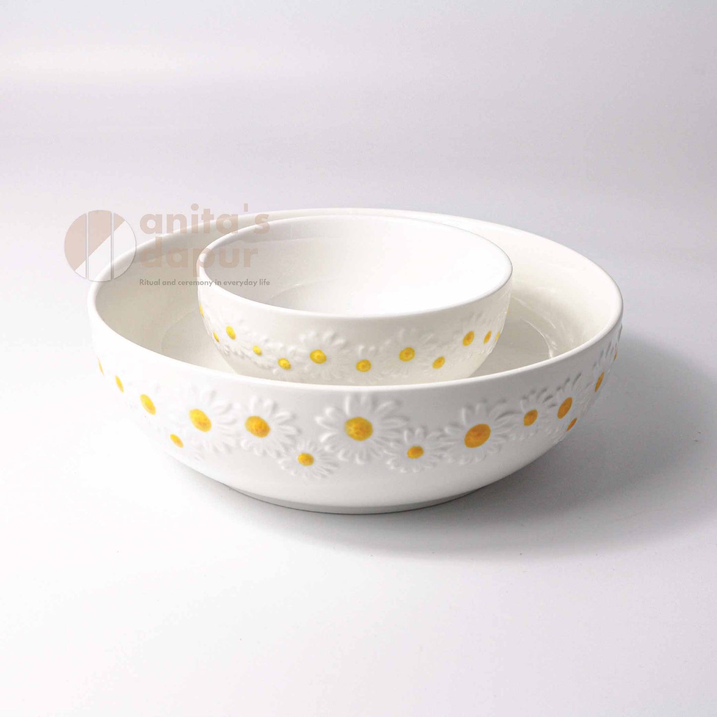 White Chrysan Bowl (4.75 inch , 8 inch)