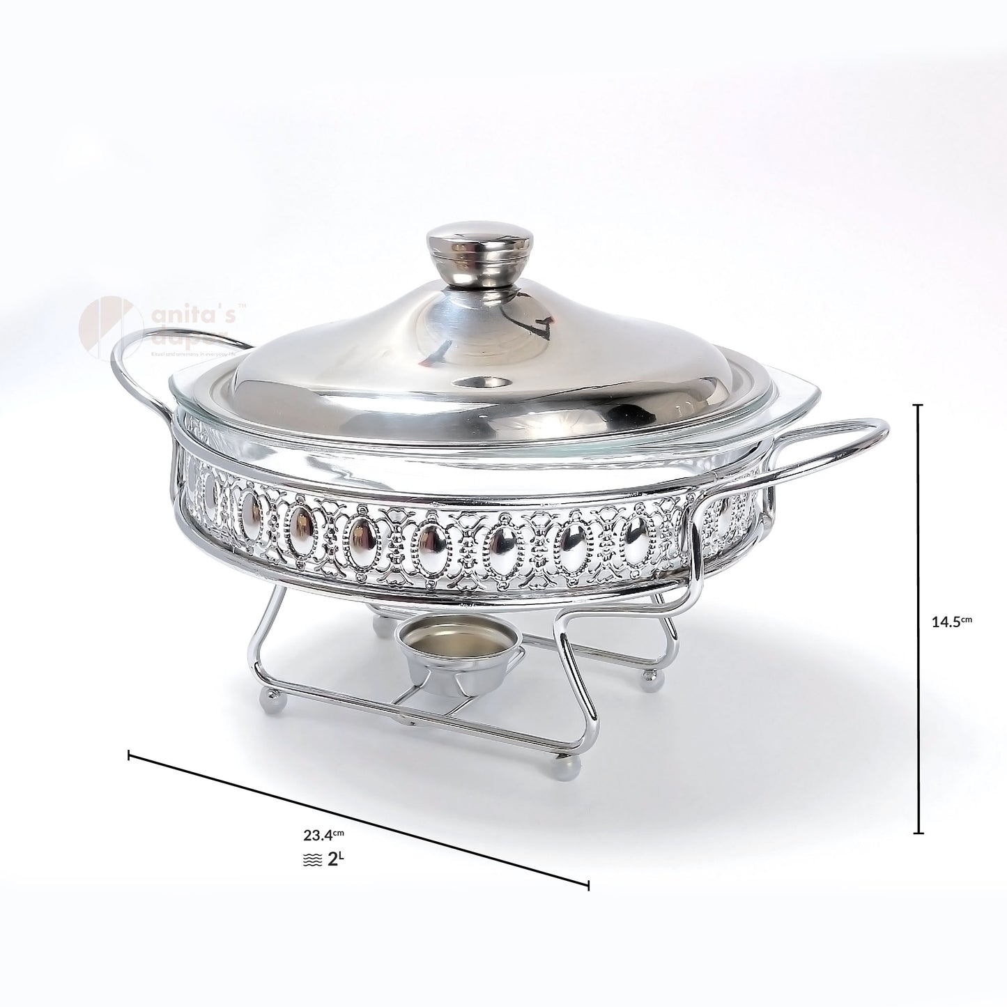 Silver Round Stainless Steel Chafing Dish (2L)