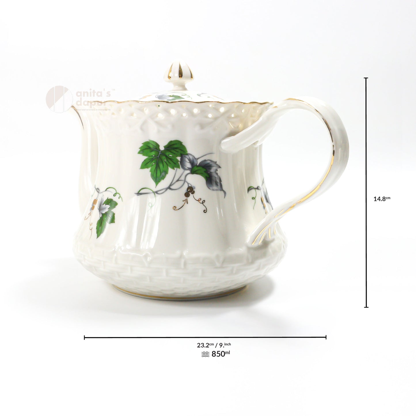 English Green Leaf Tea Pot