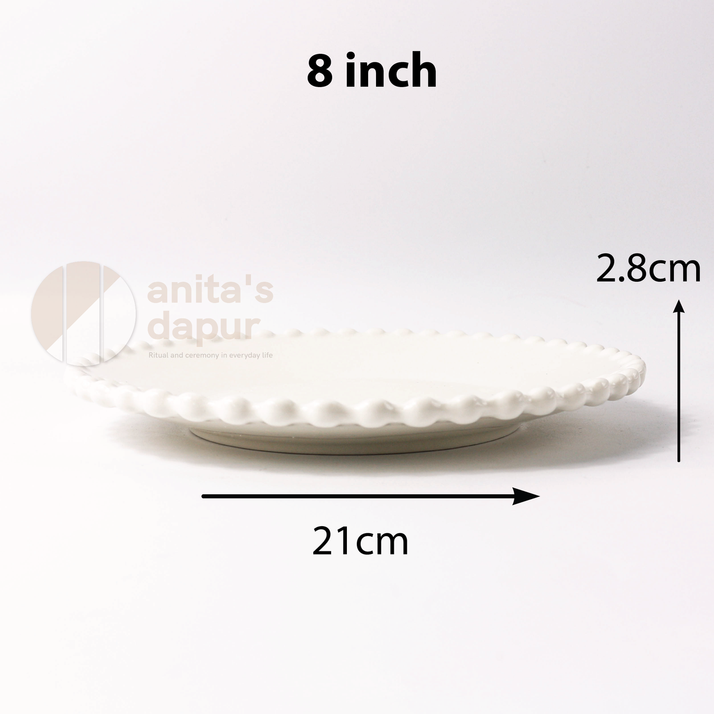 White Beads Series Plate (8 inch , 10 inch)