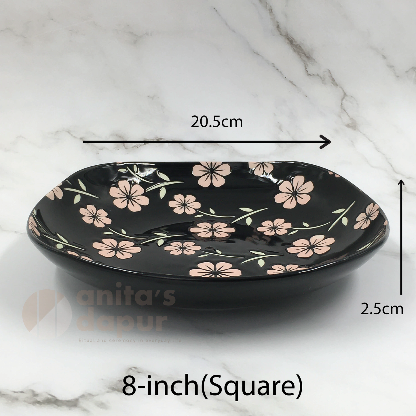 Black Sakura Plate (8inch)